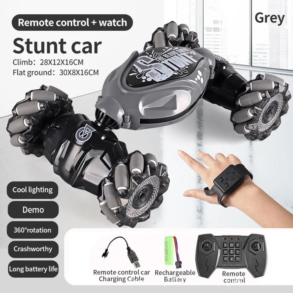 Stunt Drift Car, 4WD Gesture Sensing Remote Control RC Car with LED Lights & Twist Deformation for Kids