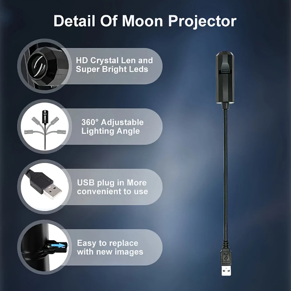 6/10Pcs USB Starry Star Light Moon Lamp Car Interior Ambient Light Romantic Projection Light Party Bedroom Creative Night Light