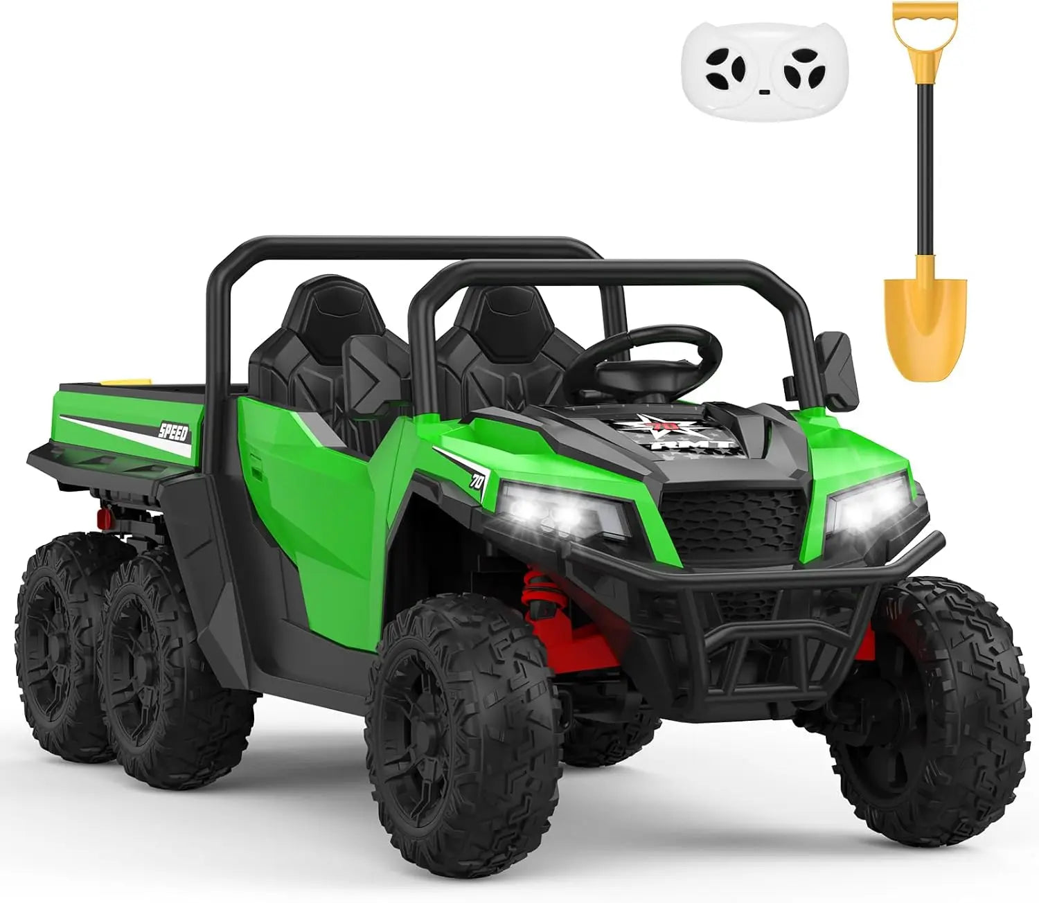 24V 4WD Electric Ride On Dump Truck with Remote Control 2-Seater Kids Ride On Car Music Player & LED Lights Birthday Gift