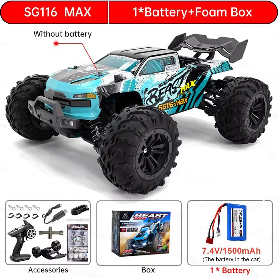 4WD Remote Control Car Off Road 4x4 RC High Speed 1:16 Truck Super Brushless 50 or 80KM/H Fast Drift Racing Toy Kids Adults