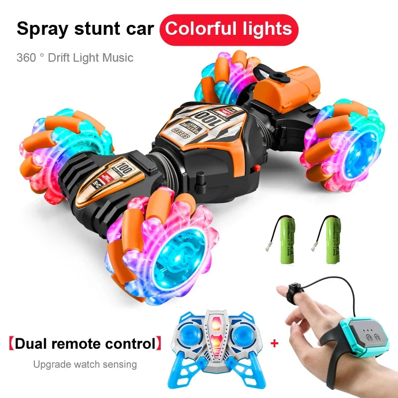 NEW RC Stunt Car 2.4G Remote Control Cars RC Watch Gesture Sensor LED Rotation Gift Electronic Toy for Kids Boys