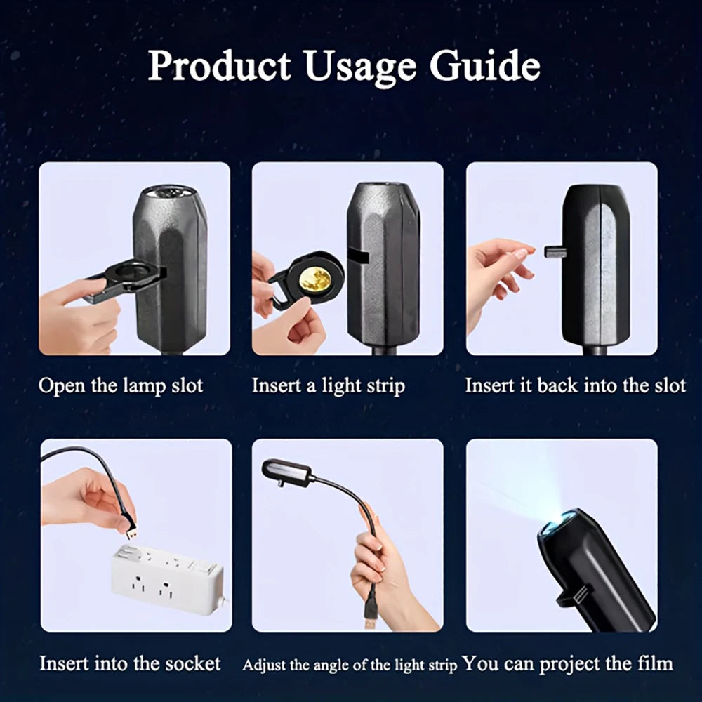 6/10Pcs USB Starry Star Light Moon Lamp Car Interior Ambient Light Romantic Projection Light Party Bedroom Creative Night Light