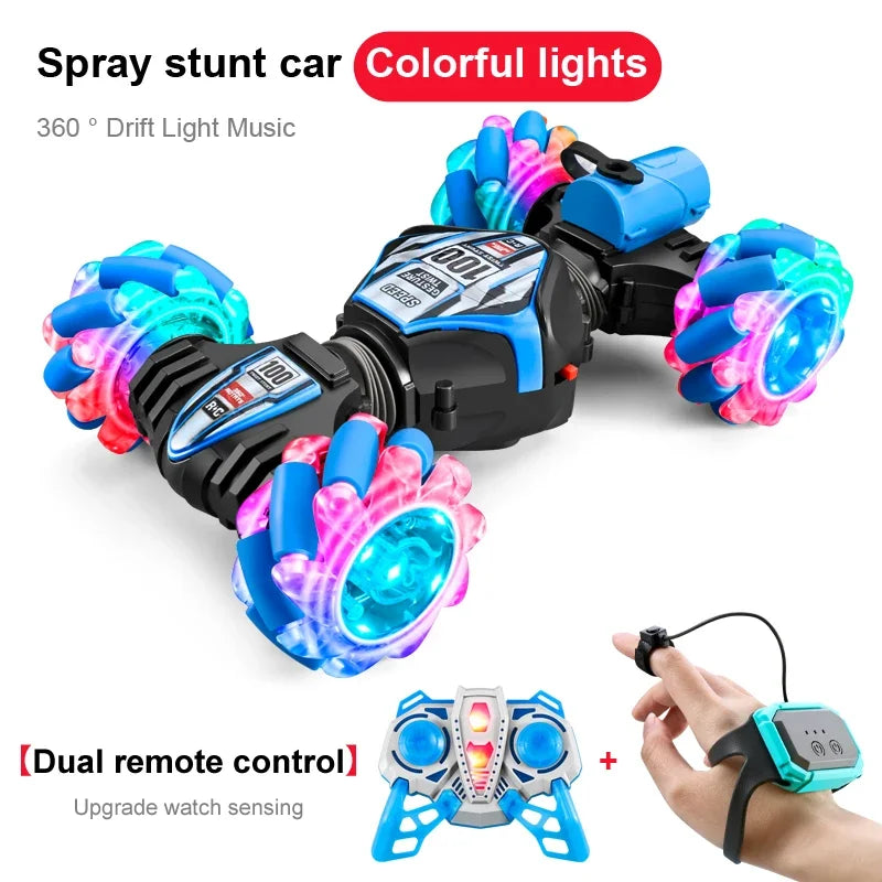 NEW RC Stunt Car 2.4G Remote Control Cars RC Watch Gesture Sensor LED Rotation Gift Electronic Toy for Kids Boys