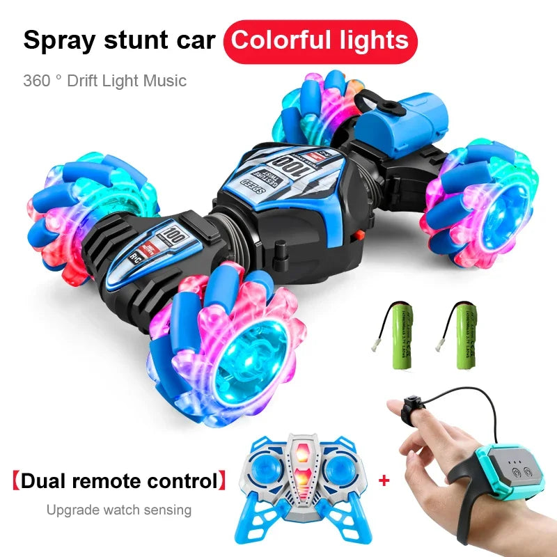 NEW RC Stunt Car 2.4G Remote Control Cars RC Watch Gesture Sensor LED Rotation Gift Electronic Toy for Kids Boys