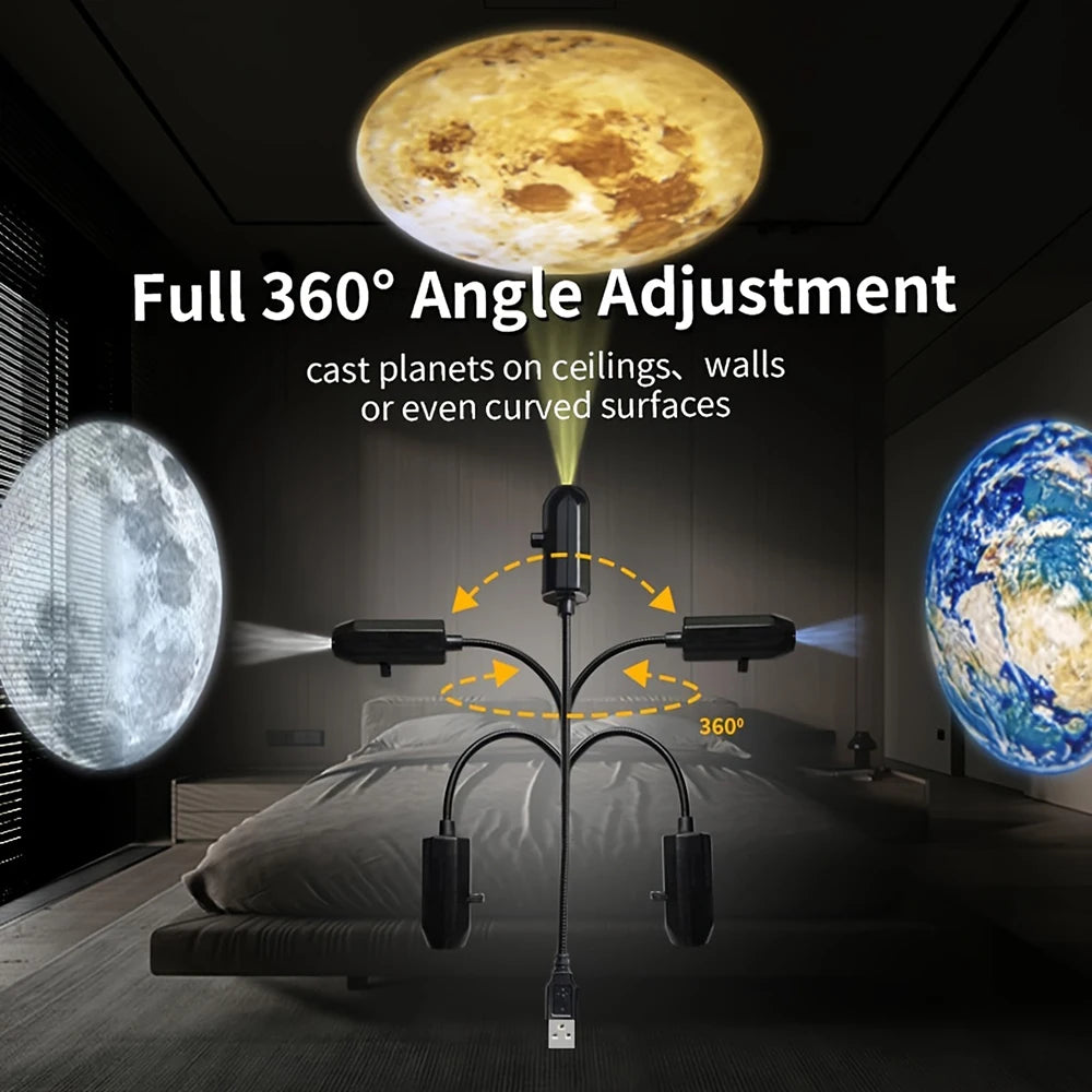 6/10Pcs USB Starry Star Light Moon Lamp Car Interior Ambient Light Romantic Projection Light Party Bedroom Creative Night Light