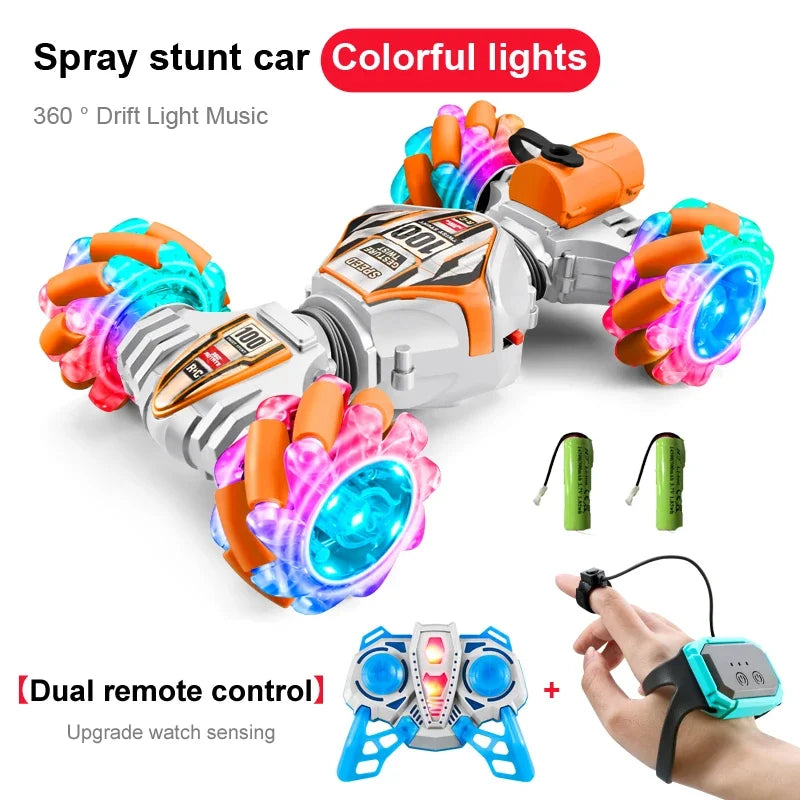 NEW RC Stunt Car 2.4G Remote Control Cars RC Watch Gesture Sensor LED Rotation Gift Electronic Toy for Kids Boys