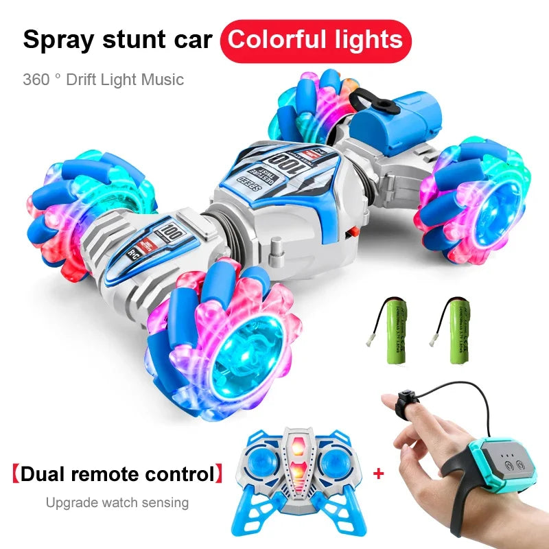 NEW RC Stunt Car 2.4G Remote Control Cars RC Watch Gesture Sensor LED Rotation Gift Electronic Toy for Kids Boys