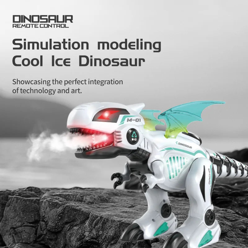 Rc Robot Dinosaurs Toys Education Electronic Simulation Action Sound Light Music Spray Remote Ccontrol Animal Toys for Kids Boys
