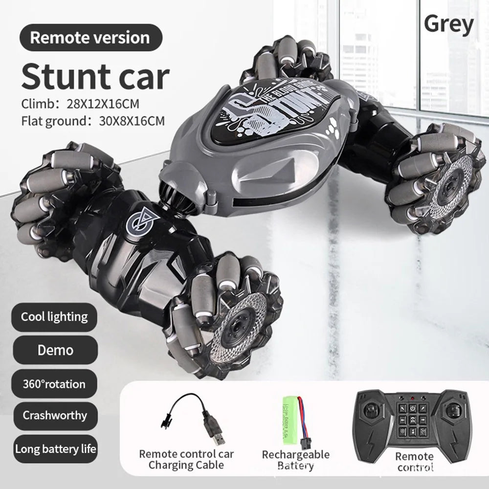 Stunt Drift Car, 4WD Gesture Sensing Remote Control RC Car with LED Lights & Twist Deformation for Kids