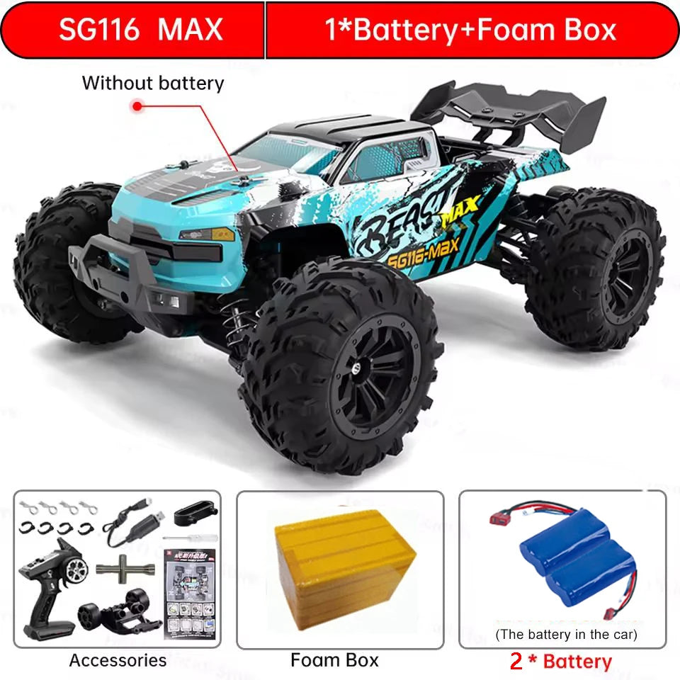 4WD Remote Control Car Off Road 4x4 RC High Speed 1:16 Truck Super Brushless 50 or 80KM/H Fast Drift Racing Toy Kids Adults