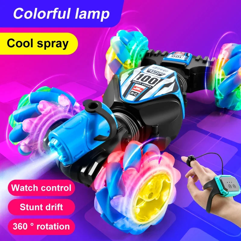 NEW RC Stunt Car 2.4G Remote Control Cars RC Watch Gesture Sensor LED Rotation Gift Electronic Toy for Kids Boys