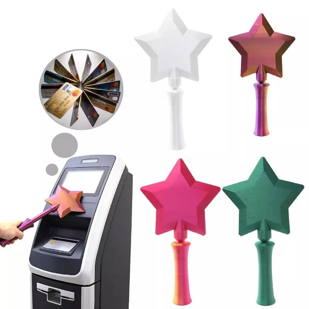 3D Printed Star Wand Holder Portable Credit Card Stand Magics Wand Design For Daily Desktop Organization And Use