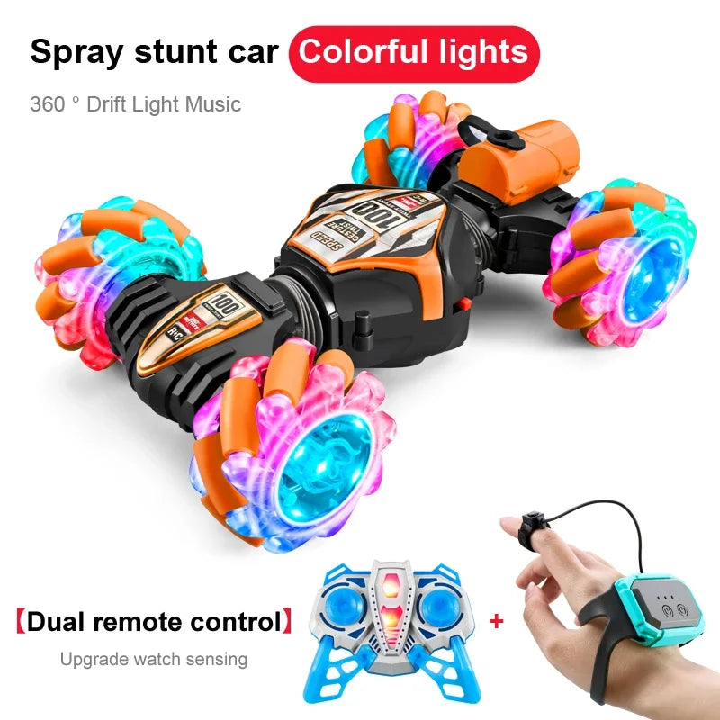 NEW RC Stunt Car 2.4G Remote Control Cars RC Watch Gesture Sensor LED Rotation Gift Electronic Toy for Kids Boys