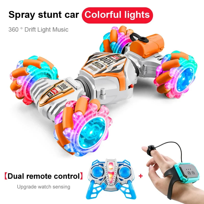 NEW RC Stunt Car 2.4G Remote Control Cars RC Watch Gesture Sensor LED Rotation Gift Electronic Toy for Kids Boys
