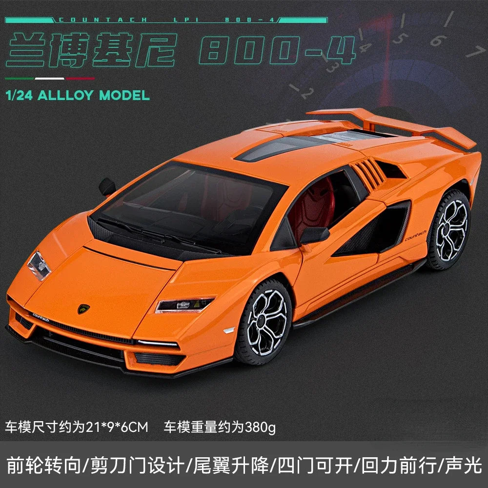 1:24 Lamborghini Countach LPI 800-4 Simulation Diecast Metal Alloy Model car Sound Light Pull Back Collection Kids Toy Gifts