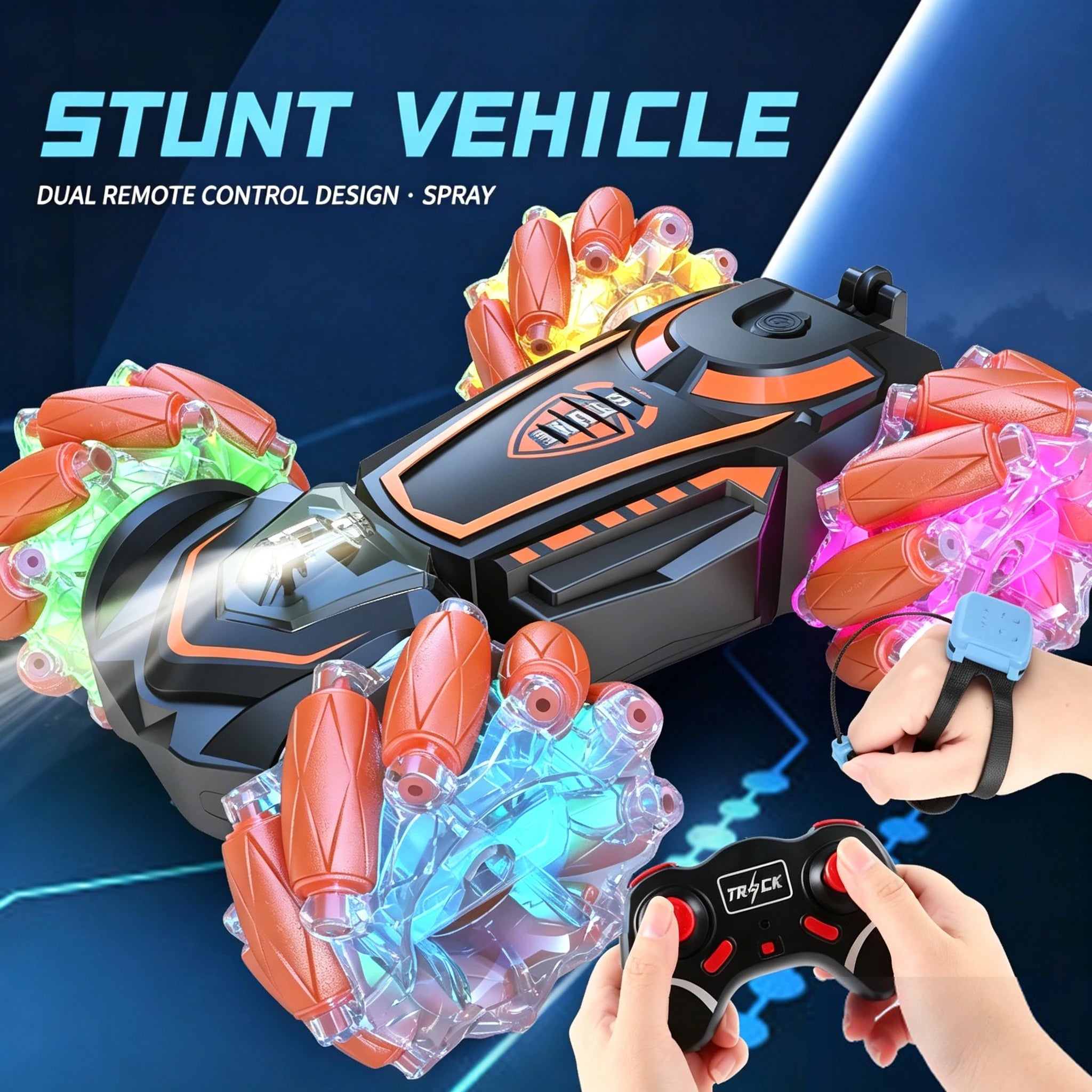 Stunt Drift Car, 4WD Gesture Sensing Remote Control RC Car with LED Lights & Twist Deformation for Kids