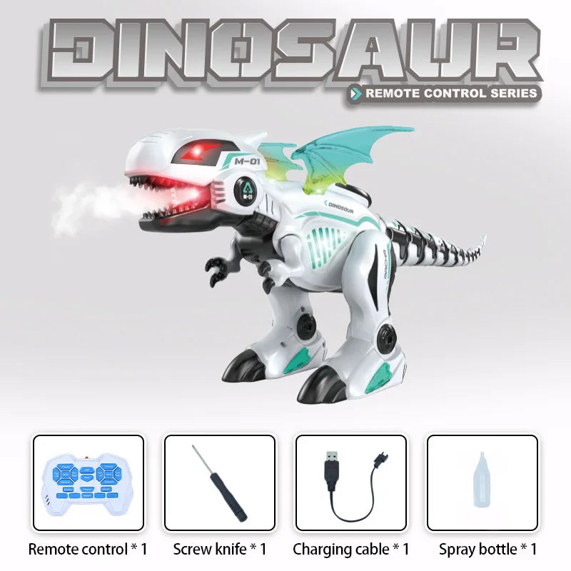 Rc Robot Dinosaurs Toys Education Electronic Simulation Action Sound Light Music Spray Remote Ccontrol Animal Toys for Kids Boys