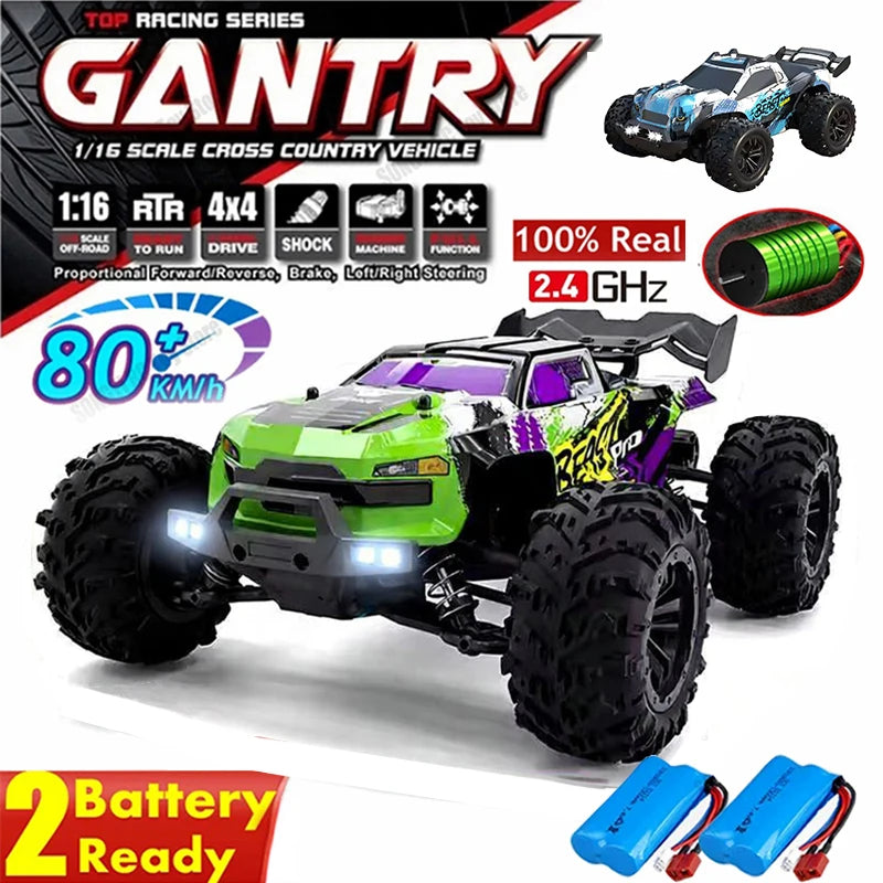 4WD Remote Control Car Off Road 4x4 RC High Speed 1:16 Truck Super Brushless 50 or 80KM/H Fast Drift Racing Toy Kids Adults