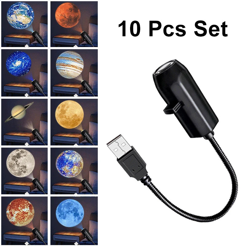 6/10Pcs USB Starry Star Light Moon Lamp Car Interior Ambient Light Romantic Projection Light Party Bedroom Creative Night Light