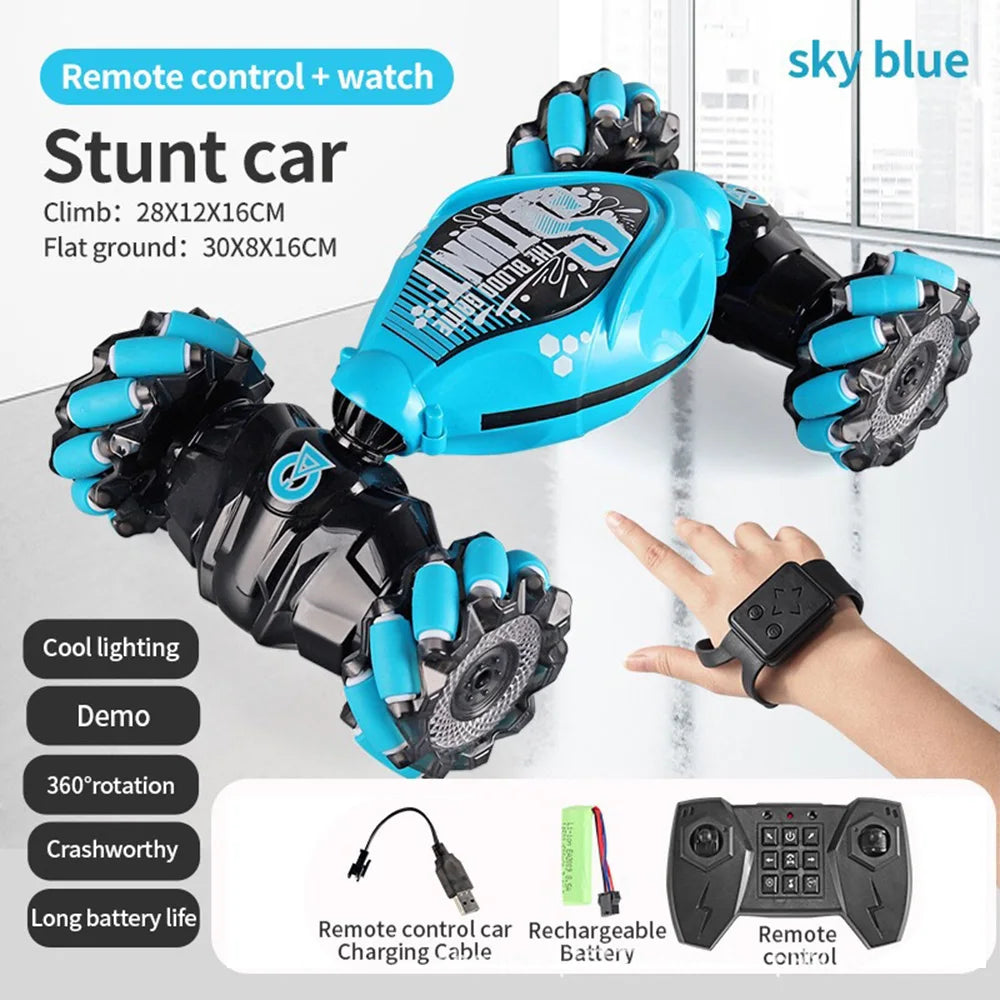 Stunt Drift Car, 4WD Gesture Sensing Remote Control RC Car with LED Lights & Twist Deformation for Kids